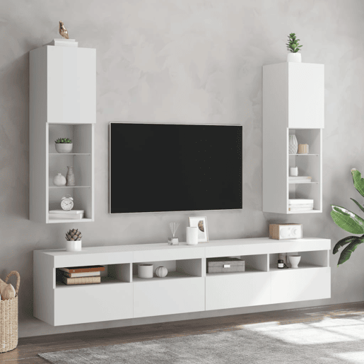 Móvel de TV - Modulo de TV - Armário de TV c luzes LED 30,5x30x102 cm branco