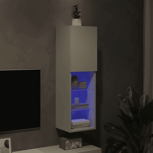 Móvel de TV - Modulo de TV - Armário de TV c luzes LED 30,5x30x102 cm branco