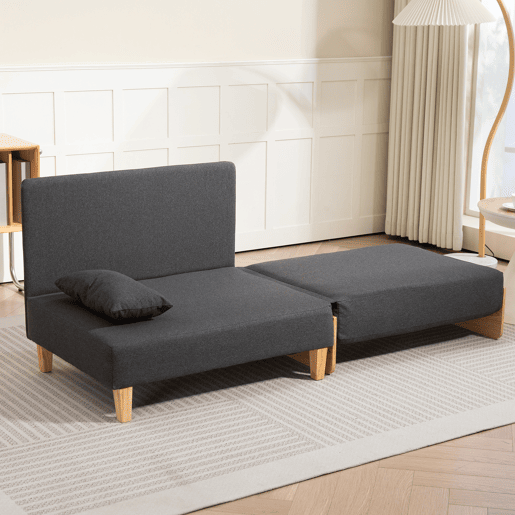 Sofá-cama de 1 lugar Seinlus 81x88x68 cm Cinzento escuro en.casa