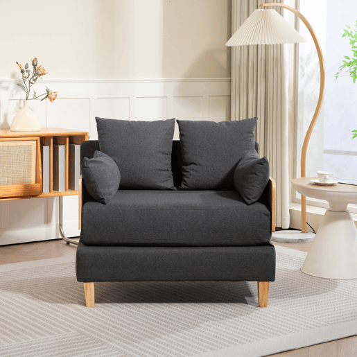 Sofá-cama de 1 lugar Seinlus 81x88x68 cm Cinzento escuro en.casa