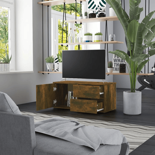 Móvel de TV - Modulo de TV - Armário de TV 80x34x36 cm derivados de madeira carvalho fumado