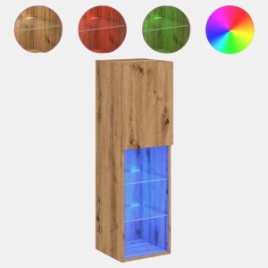Móvel de TV - Modulo de TV - Armário de TV com luzes LED 30,5x30x102 cm carvalho artisiano