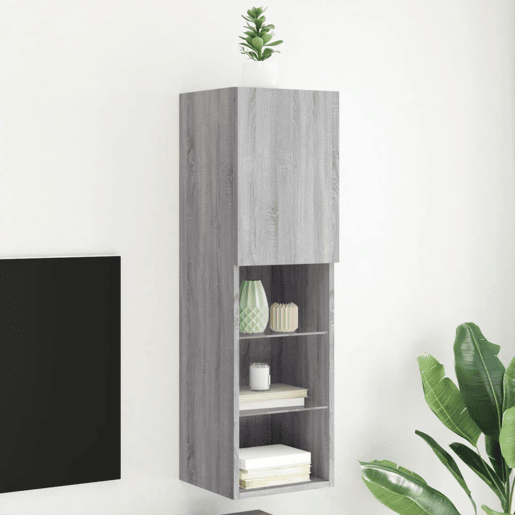 Móvel de TV - Modulo de TV - Armário de TV com luzes LED 30,5x30x102 cm cinzento sonoma