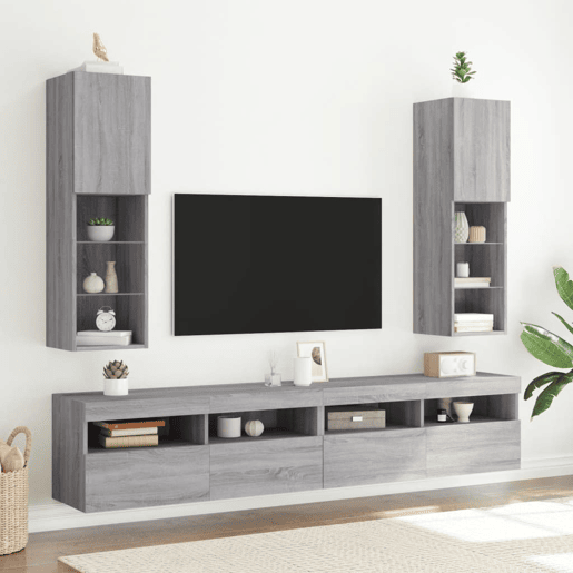 Móvel de TV - Modulo de TV - Armário de TV com luzes LED 30,5x30x102 cm cinzento sonoma