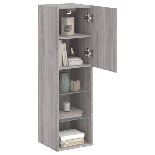 Móvel de TV - Modulo de TV - Armário de TV com luzes LED 30,5x30x102 cm cinzento sonoma