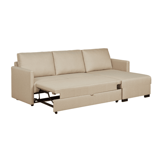 Lourini® Sofá Justin, Bege, de Três Lugares com Chaise Longue e Cama Lourini® Sofá Justin, Bege, de Três Lugares com Chaise Longue e Cama