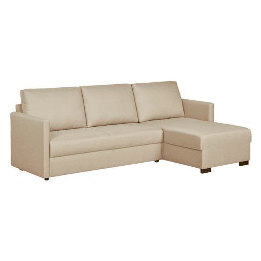 Lourini® Sofá Roma, Bege, de Três Lugares com Chaise Longue Reversível