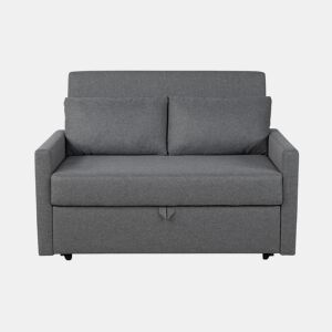 Lourini® Sofá Soria, Cinza, de Dois Lugares com Cama Elevatória