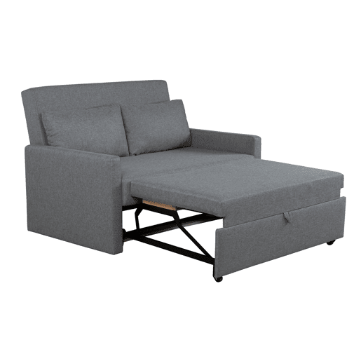 Lourini® Sofá Soria, Cinza, de Dois Lugares com Cama Elevatória Lourini® Sofá Soria, Cinza, de Dois Lugares com Cama Elevatória