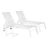 Conjunto de 2 espreguiçadeiras BARBADOS em textilene branco e mesa de apoio - alumínio branco