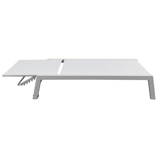 Conjunto de 2 espreguiçadeiras BARBADOS em textilene branco e mesa de apoio - alumínio branco
