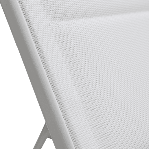 Conjunto de 2 espreguiçadeiras BARBADOS em textilene branco e mesa de apoio - alumínio branco