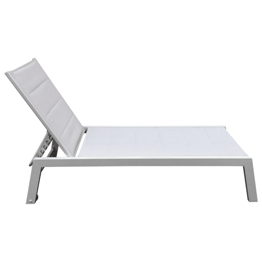 Conjunto de 2 espreguiçadeiras BARBADOS em textilene branco e mesa de apoio - alumínio branco