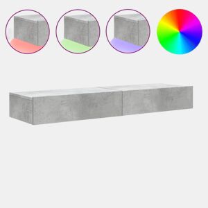 móveis de TV - Armários TV com luzes LED 2 pcs 60x35x15,5 cm cinzento cimento