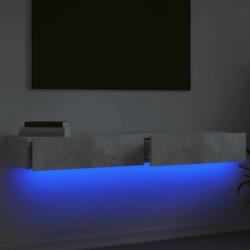 móveis de TV - Armários TV com luzes LED 2 pcs 60x35x15,5 cm cinzento cimento