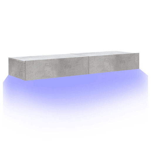 móveis de TV - Armários TV com luzes LED 2 pcs 60x35x15,5 cm cinzento cimento