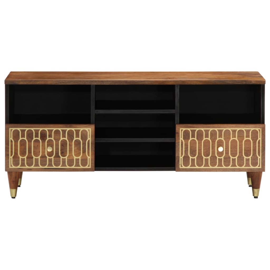 mueble tv - mesa de tv madera maciza de mango 100x33x46 cm