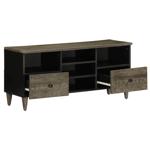 Móvel de TV - Modulo de TV - Armário de TV 100x33x46 cm madeira de mangueira maciça preto