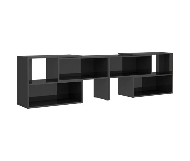 Mueble TV - Mesa de TV madera contrachapada gris brillante 149x30x52 cm