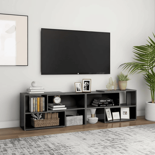 Móvel de TV - Modulo de TV - Armário de TV 149x30x52 cm derivados de madeira cinza brilhante