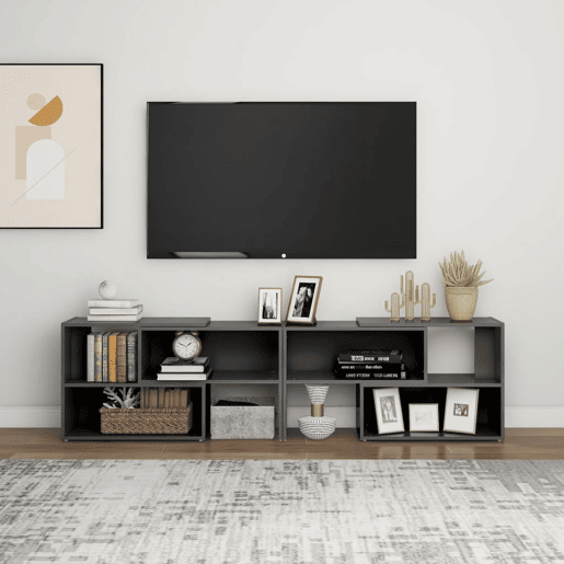Móvel de TV - Modulo de TV - Armário de TV 149x30x52 cm derivados de madeira cinza brilhante