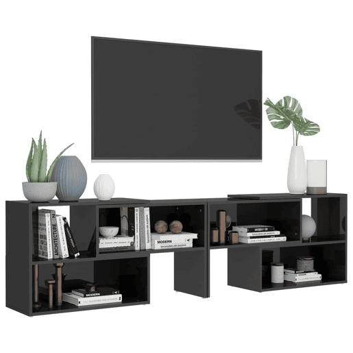 Móvel de TV - Modulo de TV - Armário de TV 149x30x52 cm derivados de madeira cinza brilhante
