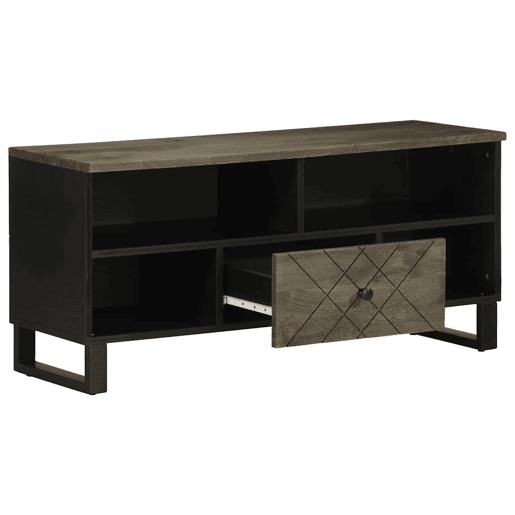 Móvel de TV - Modulo de TV - Armário de TV 100x33x46 cm madeira de mangueira maciça preto Móvel de TV - Modulo de TV - Armário de TV 100x33x46 cm madeira de mangueira maciça preto