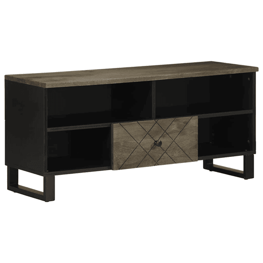 Móvel de TV - Modulo de TV - Armário de TV 100x33x46 cm madeira de mangueira maciça preto Móvel de TV - Modulo de TV - Armário de TV 100x33x46 cm madeira de mangueira maciça preto