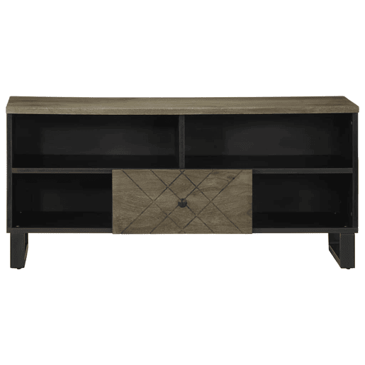 Móvel de TV - Modulo de TV - Armário de TV 100x33x46 cm madeira de mangueira maciça preto Móvel de TV - Modulo de TV - Armário de TV 100x33x46 cm madeira de mangueira maciça preto