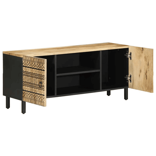 Móvel de TV - Modulo de TV - Armário de TV 105x33,5x46cm madeira mangueira áspera maciça preto