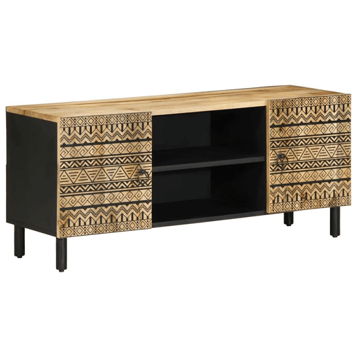 Móvel de TV - Modulo de TV - Armário de TV 105x33,5x46cm madeira mangueira áspera maciça preto