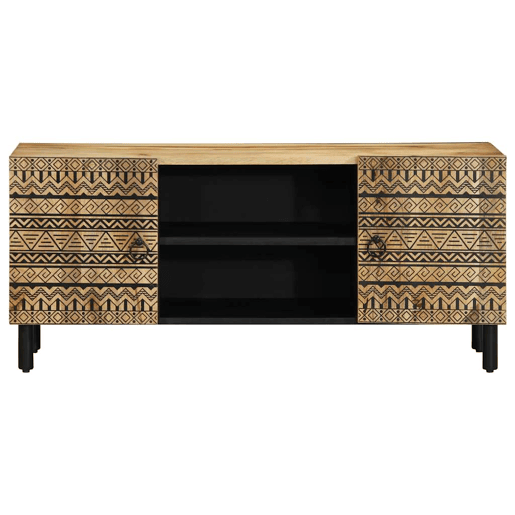 Móvel de TV - Modulo de TV - Armário de TV 105x33,5x46cm madeira mangueira áspera maciça preto