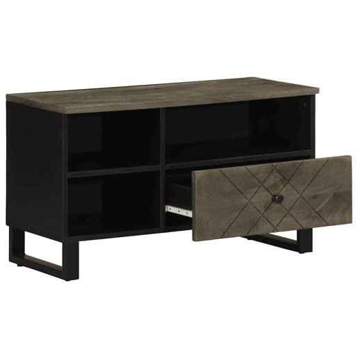 Móvel de TV - Modulo de TV - Armário de TV 80x33x46 cm madeira de mangueira maciça preto Móvel de TV - Modulo de TV - Armário de TV 80x33x46 cm madeira de mangueira maciça preto