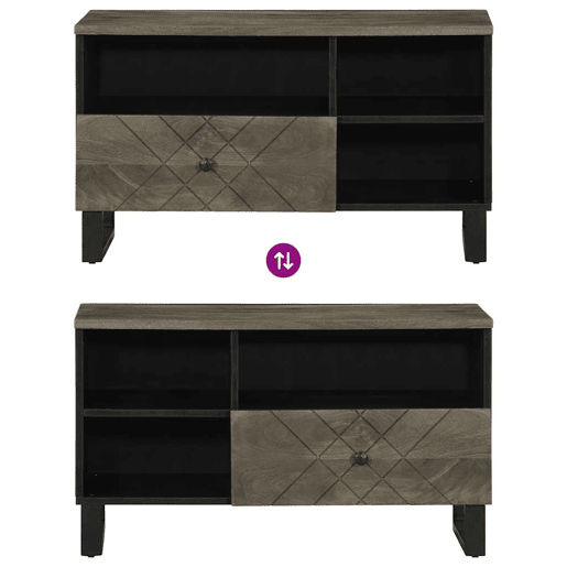 Móvel de TV - Modulo de TV - Armário de TV 80x33x46 cm madeira de mangueira maciça preto Móvel de TV - Modulo de TV - Armário de TV 80x33x46 cm madeira de mangueira maciça preto