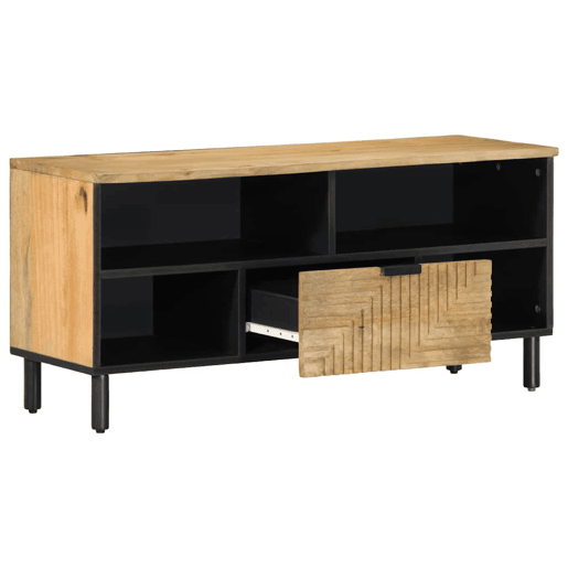 Móvel de TV - Modulo de TV - Armário de TV 100x33x46 cm madeira de mangueira maciça castanho Móvel de TV - Modulo de TV - Armário de TV 100x33x46 cm madeira de mangueira maciça castanho
