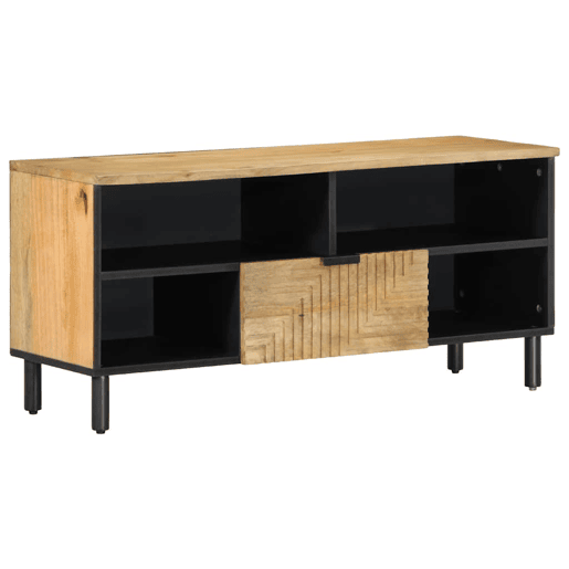 Móvel de TV - Modulo de TV - Armário de TV 100x33x46 cm madeira de mangueira maciça castanho Móvel de TV - Modulo de TV - Armário de TV 100x33x46 cm madeira de mangueira maciça castanho
