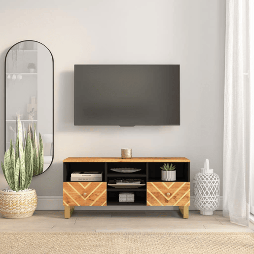 Móvel de TV - Modulo de TV - Armário de TV 100x33,5x46 cm mangueira maciça castanho e preto