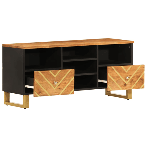 Móvel de TV - Modulo de TV - Armário de TV 100x33,5x46 cm mangueira maciça castanho e preto