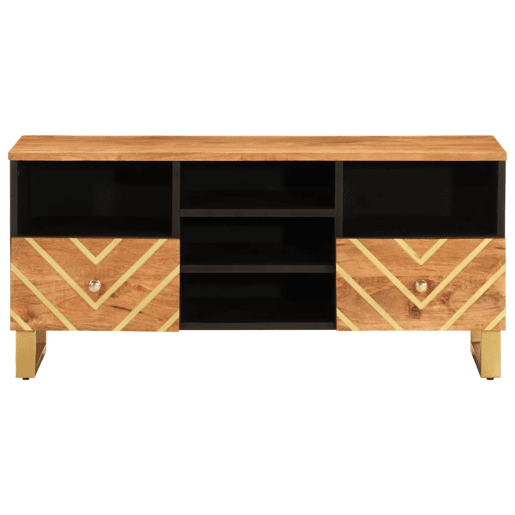 Móvel de TV - Modulo de TV - Armário de TV 100x33,5x46 cm mangueira maciça castanho e preto
