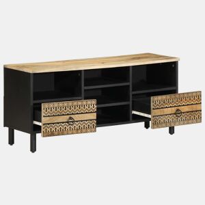 Móvel de TV - Modulo de TV - Armário de TV 100x33,5x46cm madeira mangueira áspera maciça preto