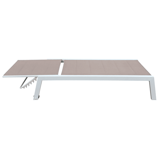 Conjunto de 2 espreguiçadeiras e mesa de apoio BARBADOS em textilene taupe - alumínio branco