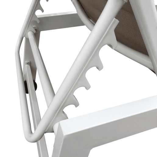 Conjunto de 2 espreguiçadeiras e mesa de apoio BARBADOS em textilene taupe - alumínio branco