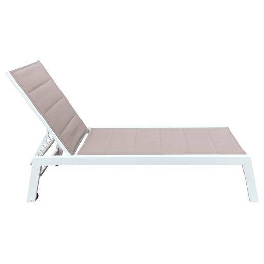 Conjunto de 2 espreguiçadeiras e mesa de apoio BARBADOS em textilene taupe - alumínio branco