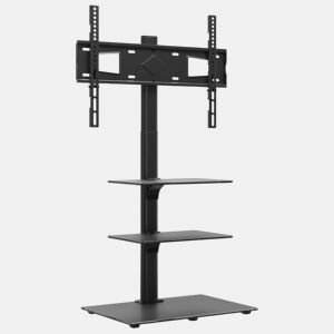 Suporte de canto para TV 32-65 polegadas c 3 prateleiras preto