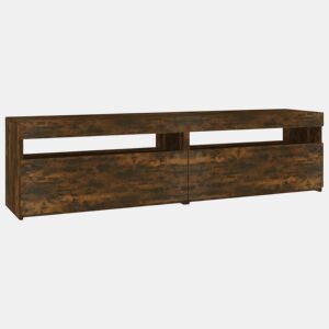 Móvel de TV - Modulo de TV - Armário de TV com luzes LED 2 pcs 75x35x40 cm carvalho fumado