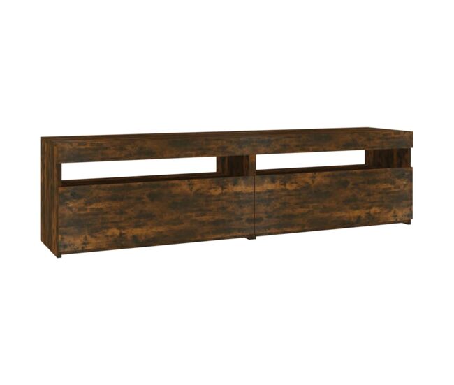 Mueble tv - mesa de tv con luces led 2 uds roble ahumado 75x35x40 cm