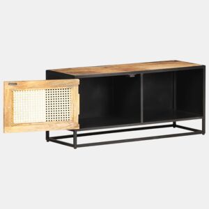 Móvel de TV - Modulo de TV - Armário de TV 90x30x40 cm mangueira áspera maciça e palha natural