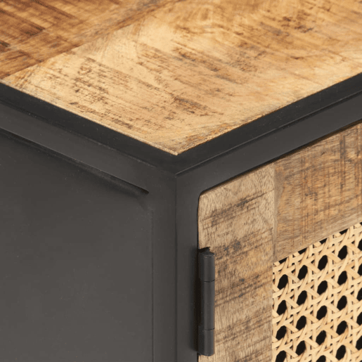 Móvel de TV - Modulo de TV - Armário de TV 90x30x40 cm mangueira áspera maciça e palha natural
