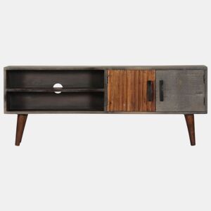 Móvel TV - Modulo de TV - Armário de TV 130x30x46 cm madeira mangueira áspera maciça cinzento
