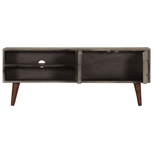 Móvel TV - Modulo de TV - Armário de TV 130x30x46 cm madeira mangueira áspera maciça cinzento Móvel TV - Modulo de TV - Armário de TV 130x30x46 cm madeira mangueira áspera maciça cinzento